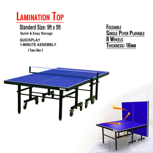 Lamination Foldable Tennis Table with Levelers, 8 Wheels (Laminated Top) Butterfly Style Ping Pong Table Quick Assembly, Playback Mode, Space Saving Storage, Tournament Size