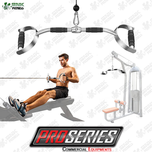 Commercial LAT Pull Down Bar with Handles, Cable Machine Attachments, 29in/73cm Bar, Solid Steel Material with Rubber Handle for Home Gym or Commercial Gym - SNK FITNESS Pro Series