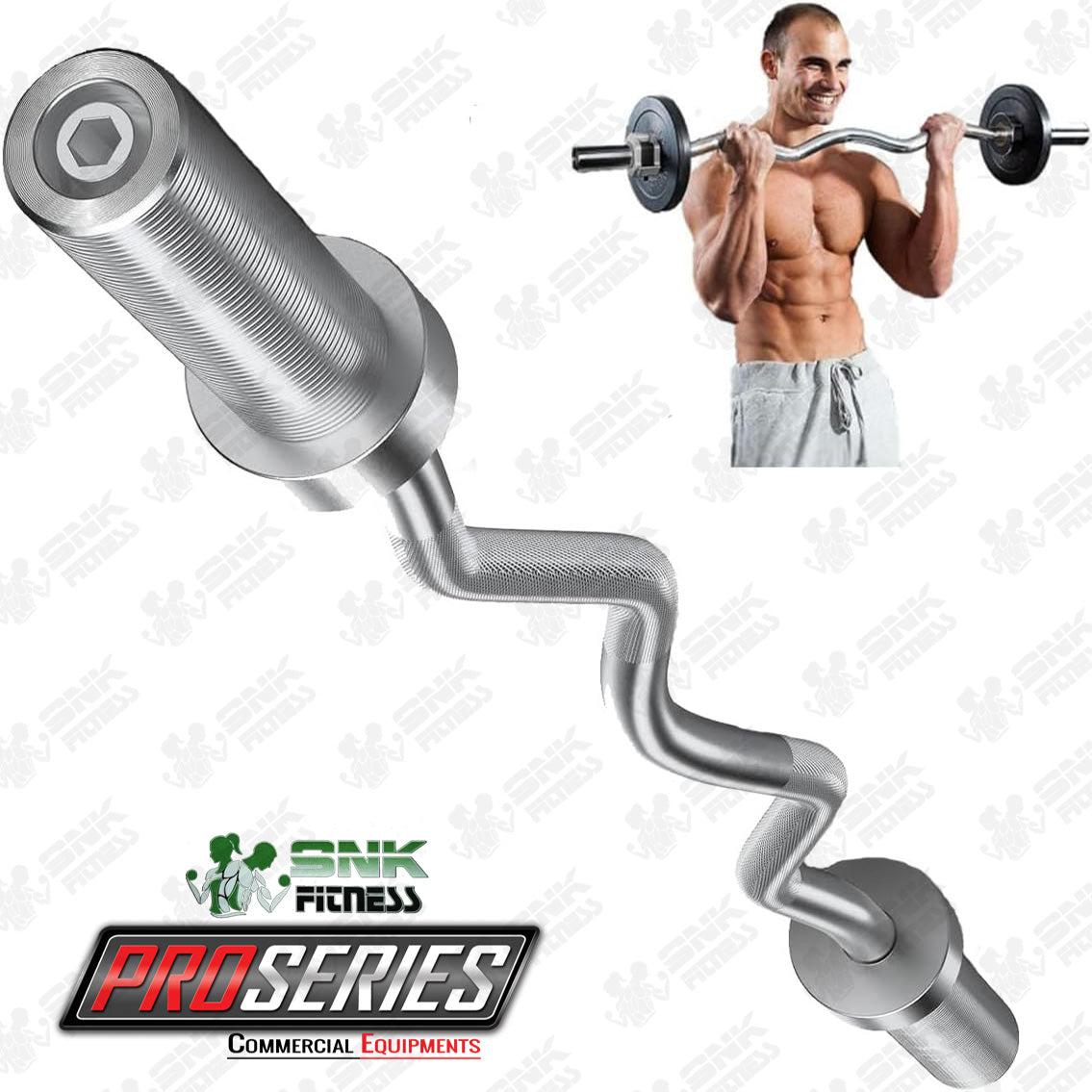 Feet Commercial Olympic EZ Curl Bar for 2-inch Plates Ez Bar Ez Barbell Curl Bar for Weight Lifting Bicep, Hip Thrusts, Squat