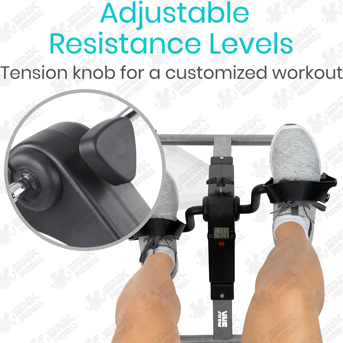 Folding Pedal Exerciser - Mini Exercise Cycle, Under Desk Exercise Bike for Seniors, Elderly - Sit Down Stationary Peddler Equipment for Arm, Leg, Hand, Foot - Mini Floor Bicycle with LCD Display, Adjustable Tension