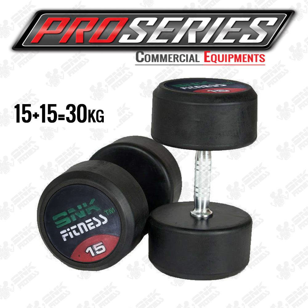 COMMERCIAL Rubber Coated Dumbbells for Commercial Gym Use Pair 12.5kg 15kg 17.5kg 20kg 22.5kg 25kg 27.5kg 30kg 35kg 40kg