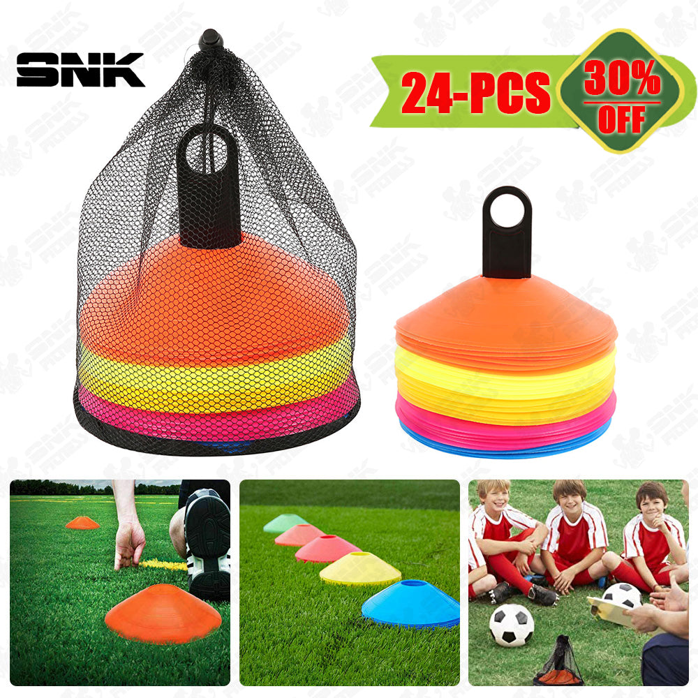 Football Training Cones Pack of 50 / 24 / 12 Soccer Football Sports Speed Training Tool - Football marking