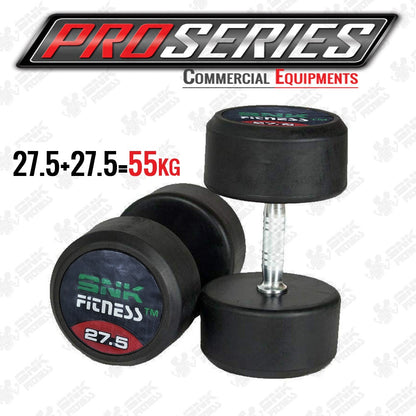 COMMERCIAL Rubber Coated Dumbbells for Commercial Gym Use Pair 12.5kg 15kg 17.5kg 20kg 22.5kg 25kg 27.5kg 30kg 35kg 40kg