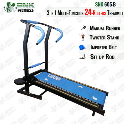 SNK FITNESS 24 Rollers Manual Treadmill Running Machine for Home Gym | Roller Jogging Machine | Foldable Tread Mill | Easy Assembly