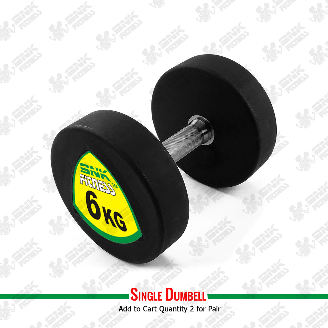 SNK FITNESS Rubber Coated Dumbbell - New Stylish Design Dumbbells Available in 2kg, 3kg, 4kg, 5kg, 6kg, 7kg 8kg 10kg