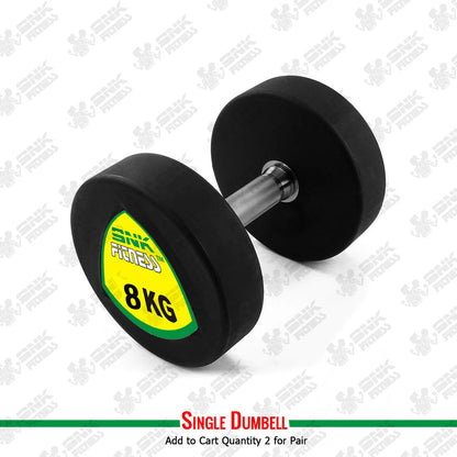 SNK FITNESS Rubber Coated Dumbbell - New Stylish Design Dumbbells Available in 2kg, 3kg, 4kg, 5kg, 6kg, 7kg 8kg 10kg