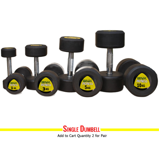 SNK FITNESS Rubber Coated Dumbbell - New Stylish Design Dumbbells Available in 2kg, 3kg, 4kg, 5kg, 6kg, 7kg 8kg 10kg