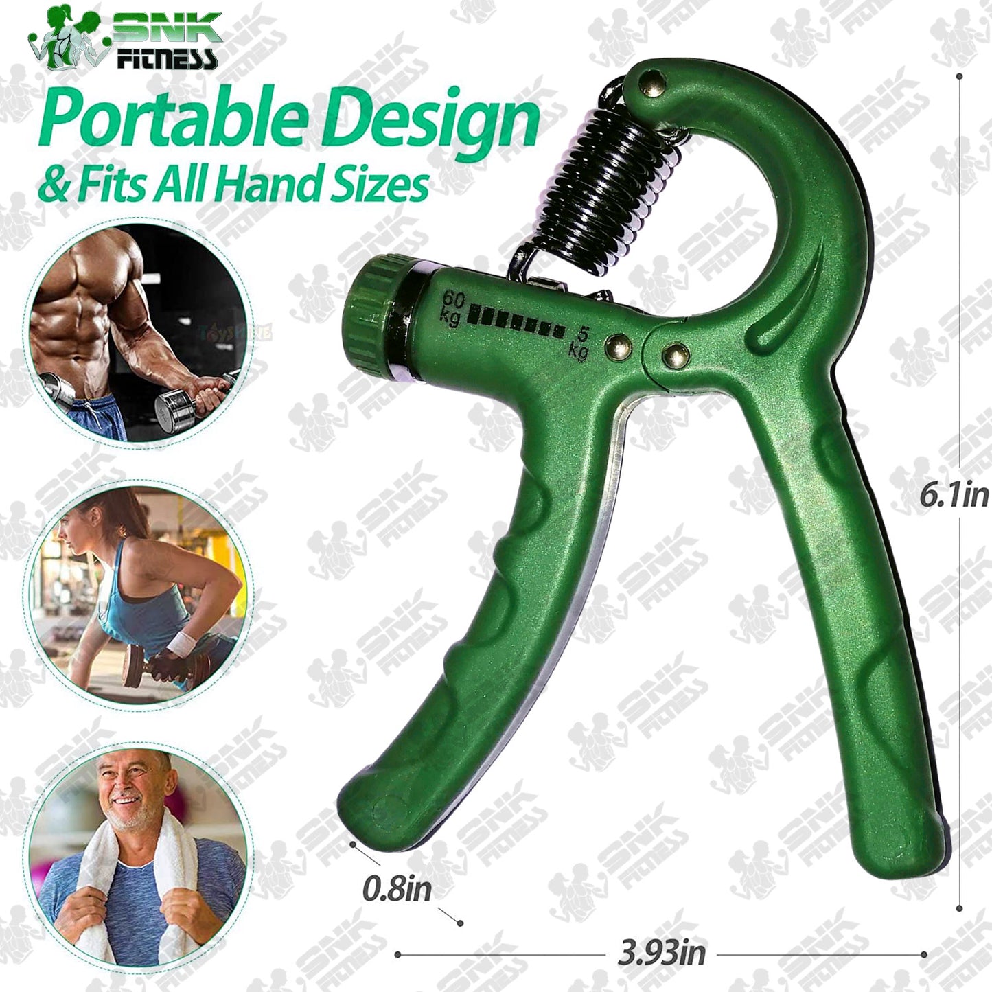 Adjustable Hand Gripper | Hand Grip Strengthener for Gym, Home & Physiotherapy (Up to 60kg Resistance)
